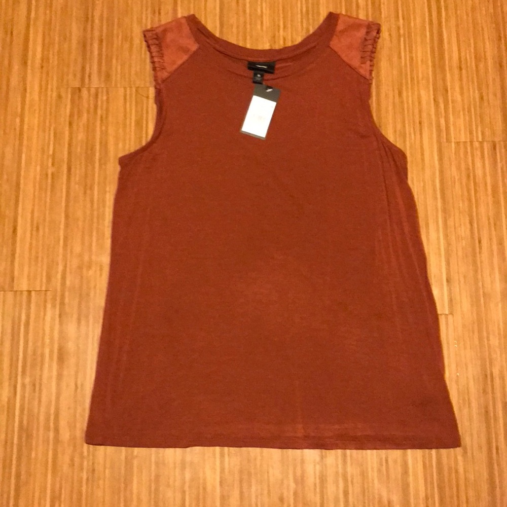 Suede sleeve tank